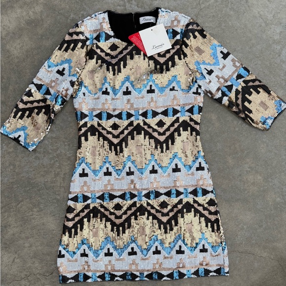 Sequin Patterned Dress - Multicolor - Picture 1 of 8